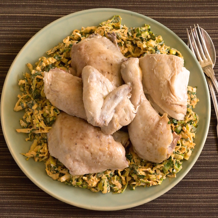 Steeped Chicken with Spicy Slaw - Recipe - Food-Wine-Travel with Roberta Muir