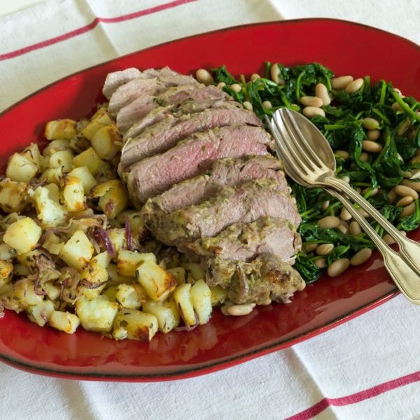 Mustard-crusted Roast Lamb with oregano & lemon potatoes - Be Inspired