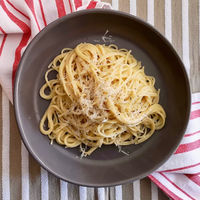 Spaghetti Cacio e Pepe using Barilla Pasta