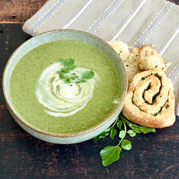 Watercress Soup and Chive Pull Aparts