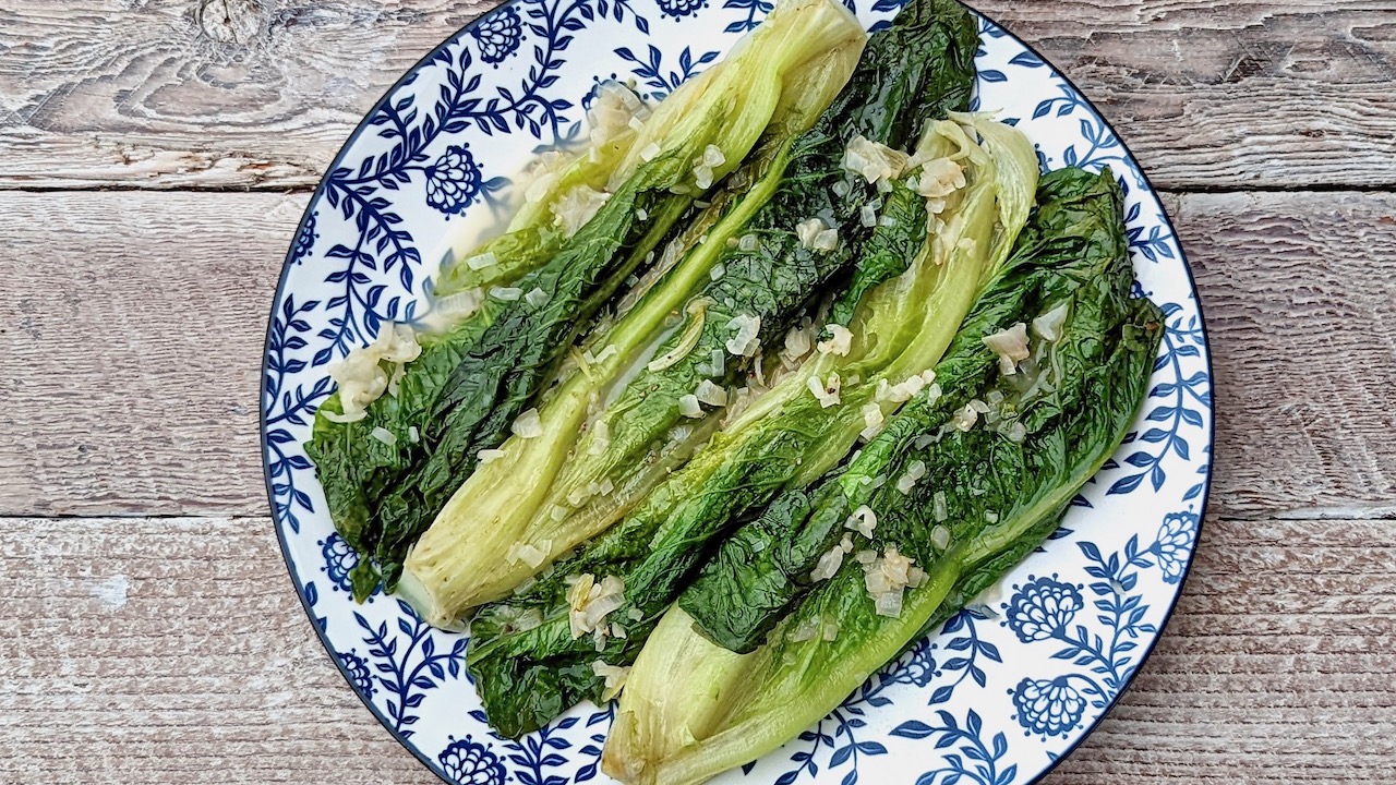 Braised Cos Lettuce - using Windy Hills Farm baby cos