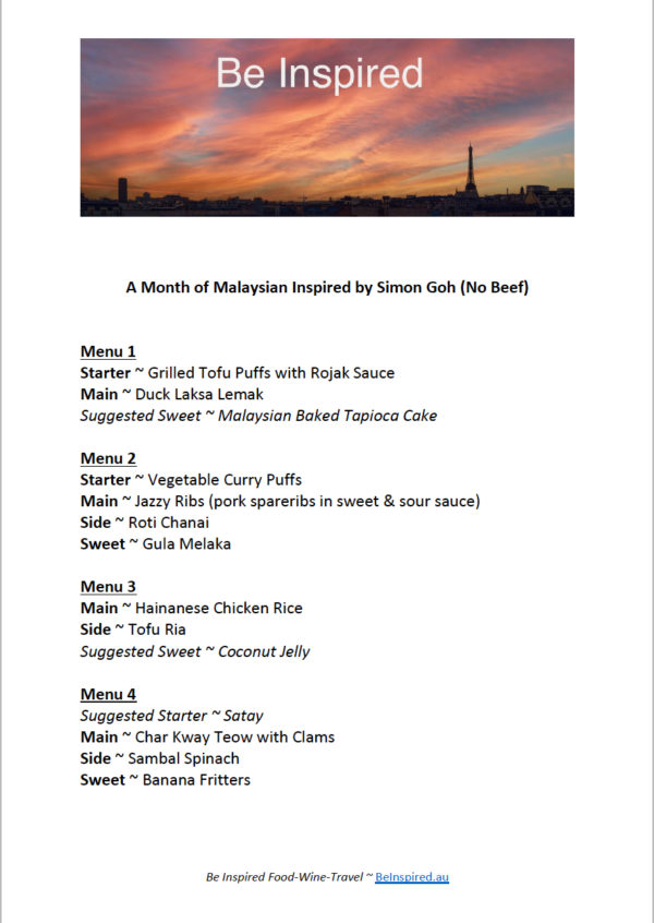 Menu - A Month of Malaysian Inspired by Simon Goh (No Beef)