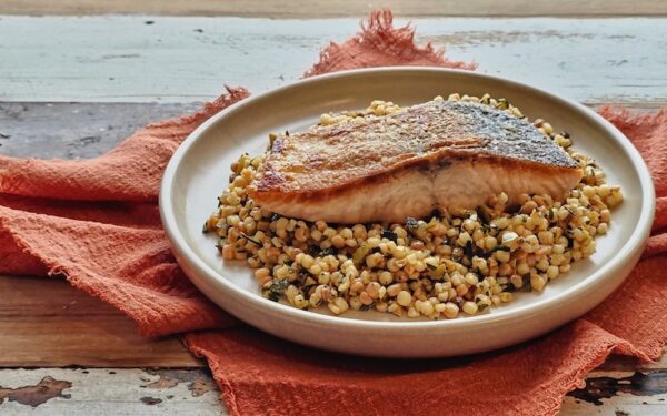 Salmon with Fregola Salad