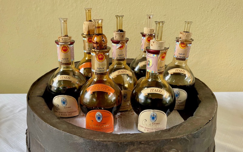 Bottles of Traditional Balsamic Vinegar at Osteria Rubbiara - Modena Food Tour