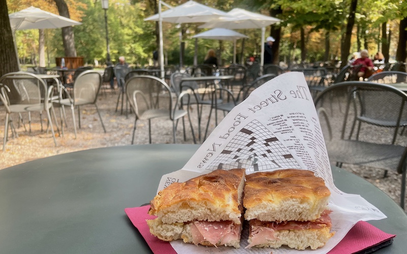 Where to Eat in Parma - Prosciutto, scamorza and artichoke focaccia at daMat Chiosco