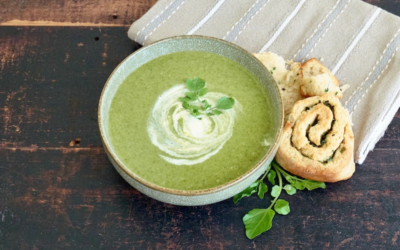 Watercress Soup and Chive Pull Aparts