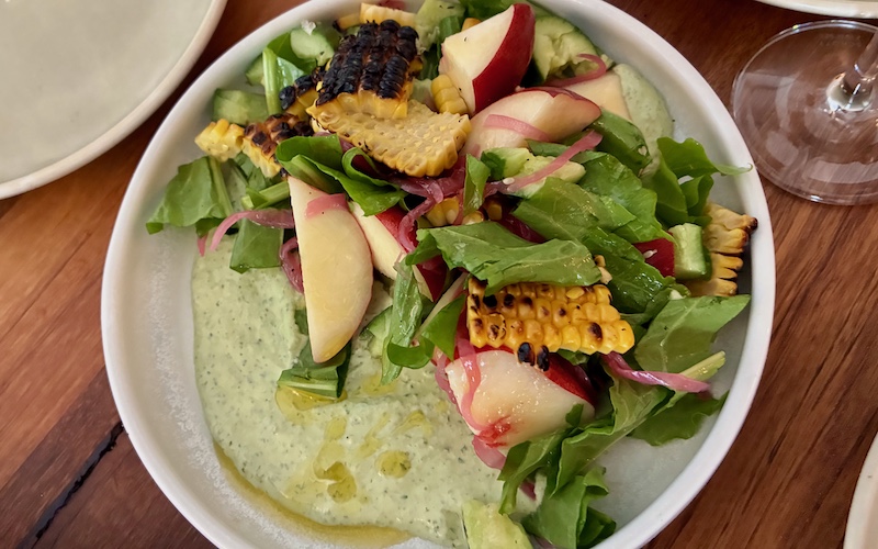 Best Casual Restaurants in Sydney - Misty's Surry Hills - Peach & Grilled Corn Salad with macadamia green godess dressing