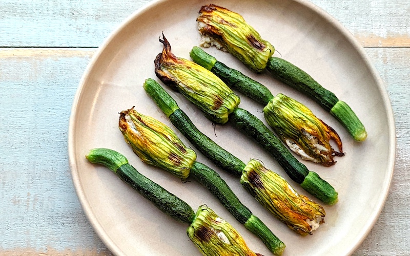 Baked Stuffed Zucchini Flowers - filled with Vannella Persian Fetta