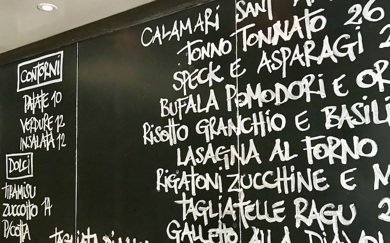 Best Casual Italian Restaurants in Sydney - Fratelli Paradiso balck board menu - HERO