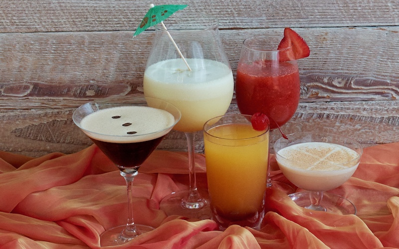 Dessert Cocktails - Espresso Martini, Pina Colada, Tequila Sunrise, Berry Daquiri, Brandy Alexander