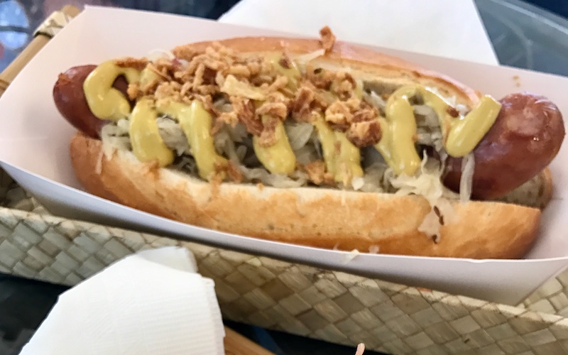 Best German Food in Sydney - Brot & Wurst - Kransky hotdog and ham, tom, cheese melt