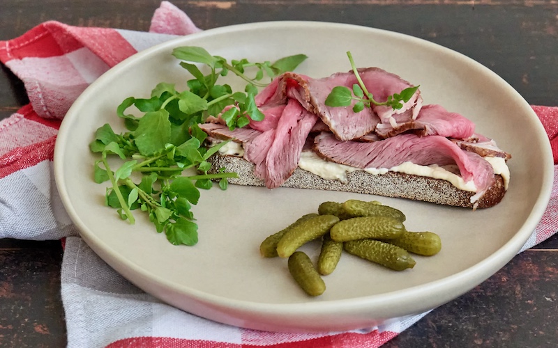 Rare Roast Beef Sandwich with Beaver Horseradish