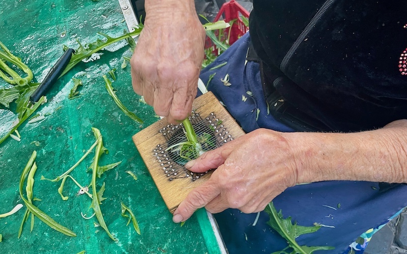 Rome Food Tour - Puntarella Grating at Campo di Fiore