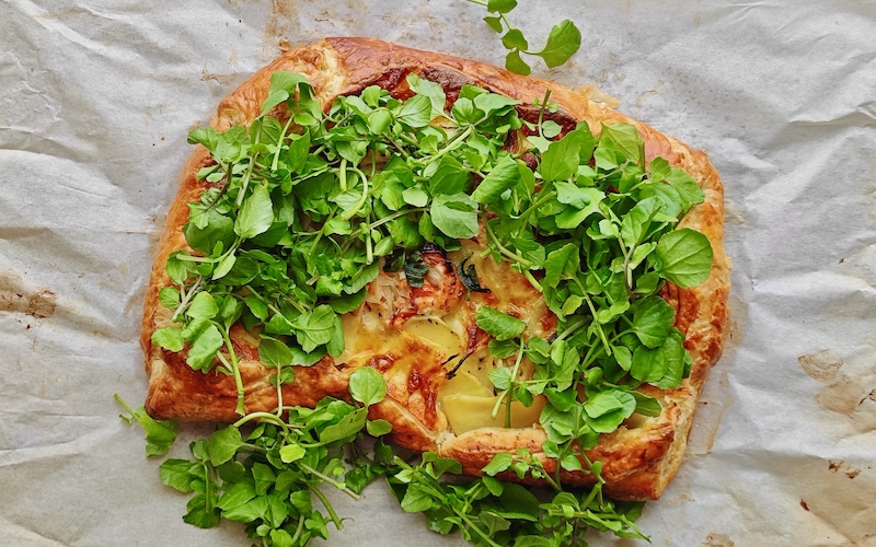 Potato & Scamorza Tart with Smoked Trout