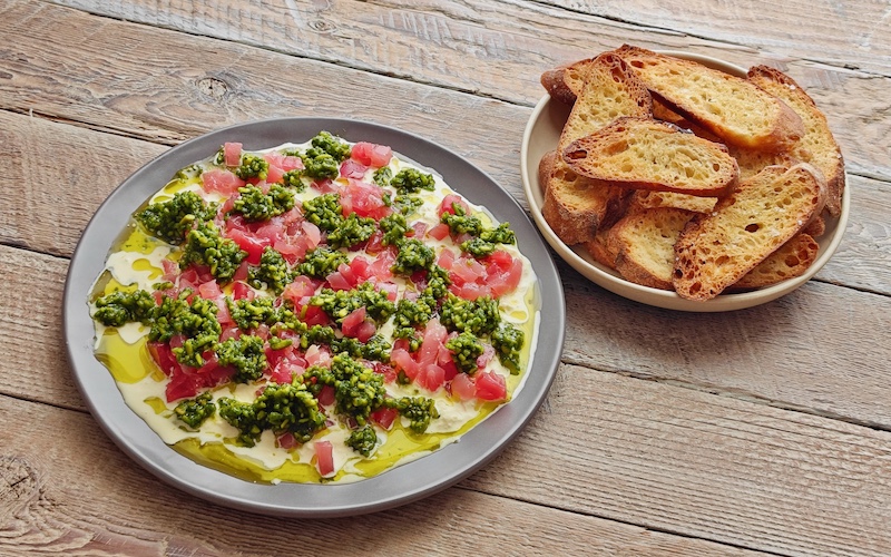 Tuna Crudo with Stracciatella & Pistachio Pesto (Credit Anthony Silvio)