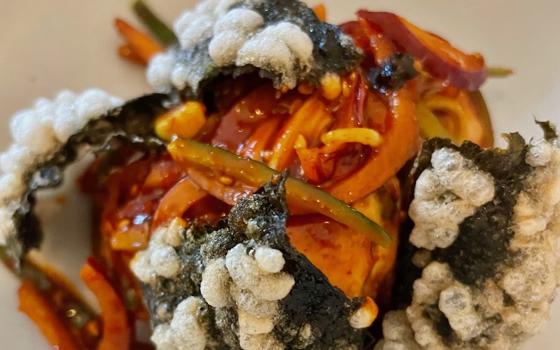 Modern Asian Restaurants in Sydney - Sang - Honghap Chomuchim - Poached cuttlefish, cho-gochujang, red onion, pickled plums, cucumber