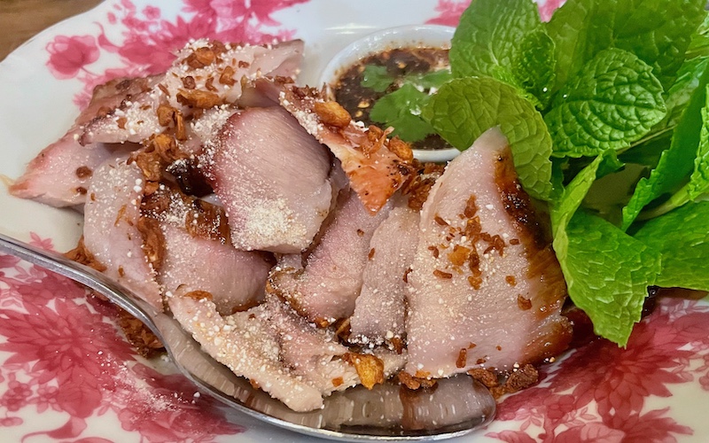 Best Dishes in Sydney - Porkfat - Grilled Pork Jowl w Smoked Chilli Nahm Jim - roasted rice powder, fish sauce, tamarind, lime, coriander