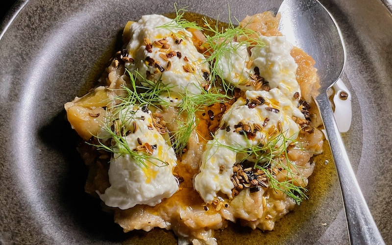Best Dishes in Sydney - Three Blue Duck - Stracciatella with apple jam and chilli oil
