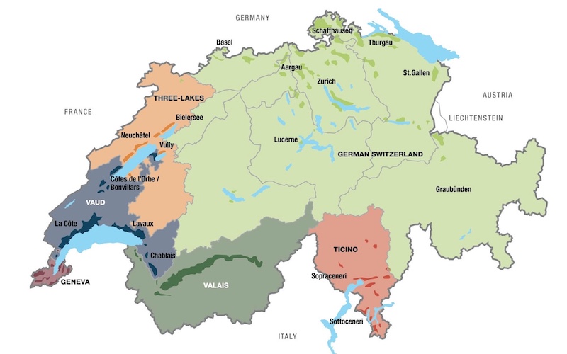 Swiss Wine - Swiss Wine Regions Map *From MySwitzerland.com)