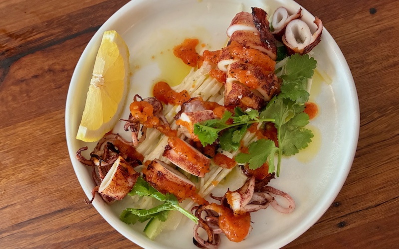 Best Dishes in Sydney 2026 - Mishys - squid, great sauce, kohlrabi salad
