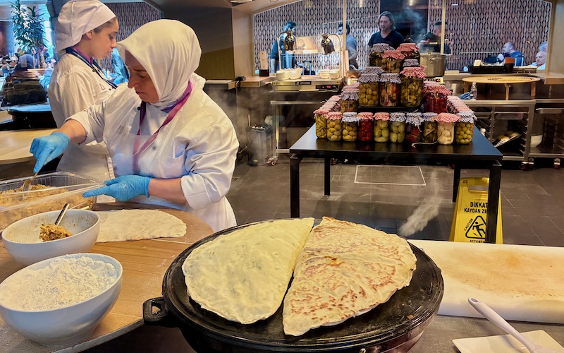 Istanbul Street Food - Gözleme (cheese and herb) - Turkish Airlines Lounge Istanbul