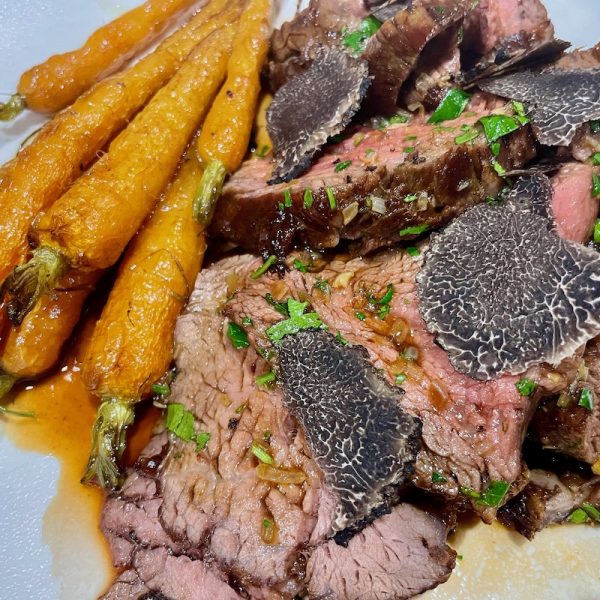 Truffle Hunting Weekend - Rockley Steak with Truffles and carrots