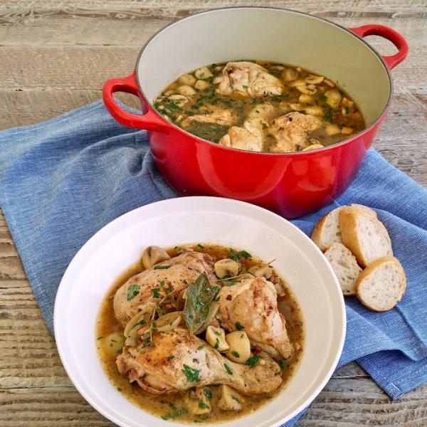 Coq au Vin (chicken cooked in wine)