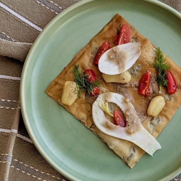Easy Filo Pastry Recipe: Open Fillo Sandwich with Anchovy Sauce (inspired by Janni Kyritsis)