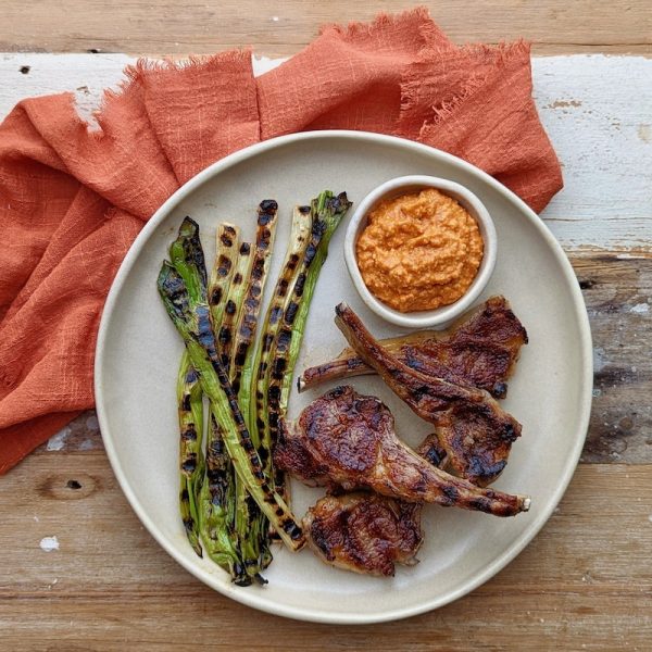 Grilled Lamb Cutlets with Romesco Sauce