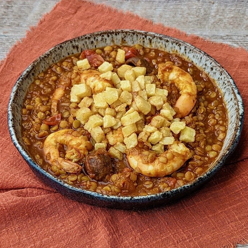 Prawns with Persian Split Pea Stew