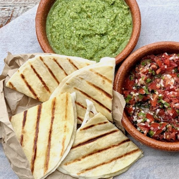 Quesadilla with Salsa Verde using Vannella Cheese Oaxaca
