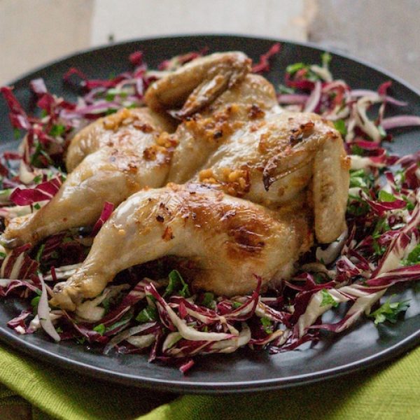 Pollo alla Diavola (spatchcock with chilli, garlic & lemon) and insalata rossa